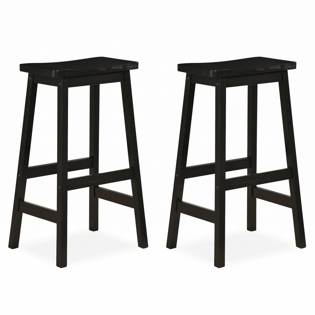 29" Saddle Seat Counter Height Stool Set of 2 with Footrests
