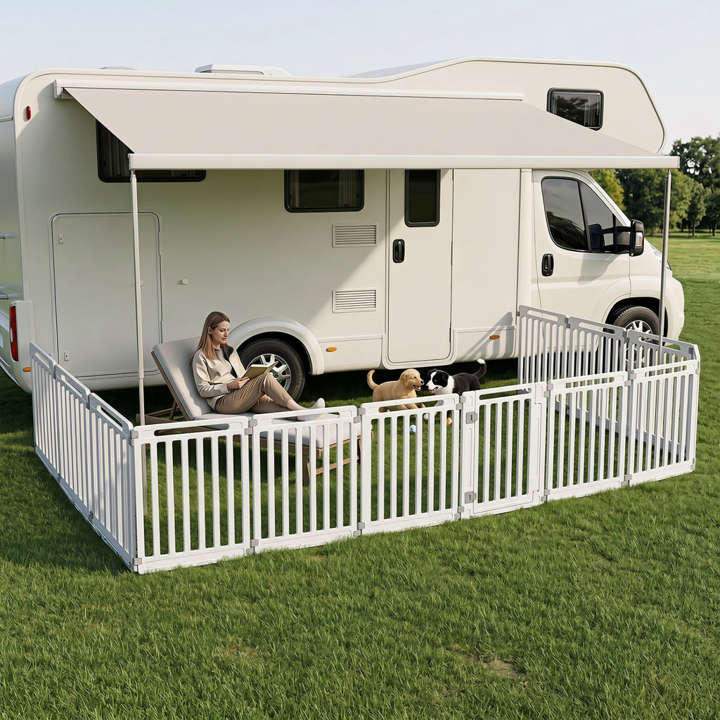 12-Panel Dog Playpen 31.5" Height Indoor Outdoor Pet Fence