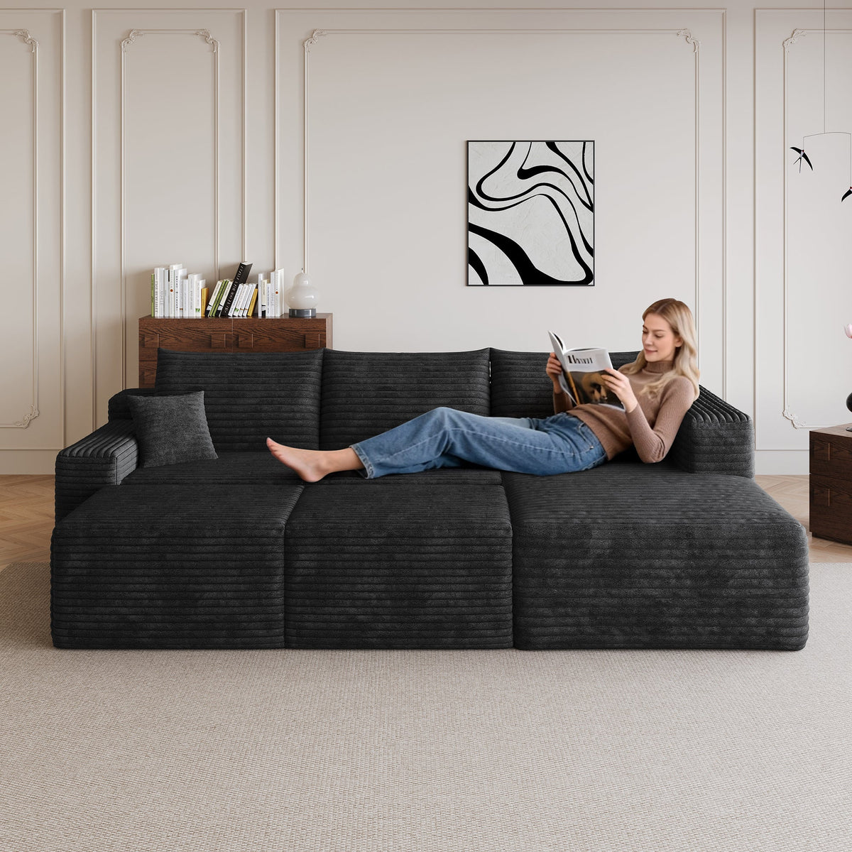95" Cloud Sectional Sofa with 2 Ottoman