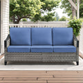 73.4" Wide Outdoor Wicker Sofa