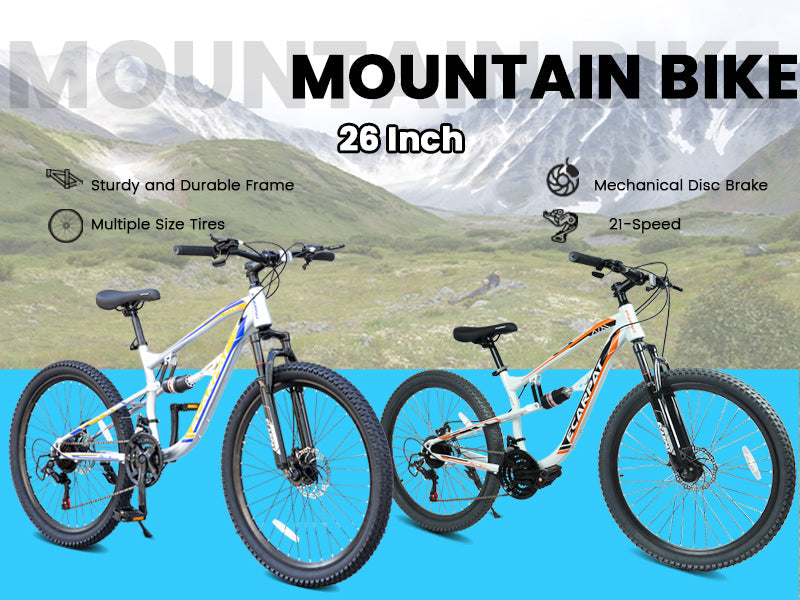 26 Inch Mountain Bike with 21-Speeds & Full Suspension
