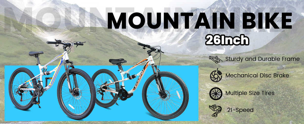 26 Inch Mountain Bike with 21-Speeds & Full Suspension